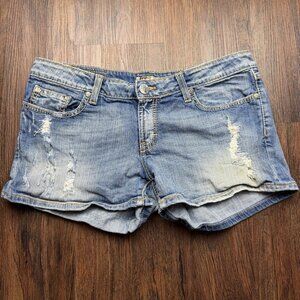BKE Buckle Jean Shorts Womens Size 31 Blue Denim Stella Cut Offs Jorts Washed